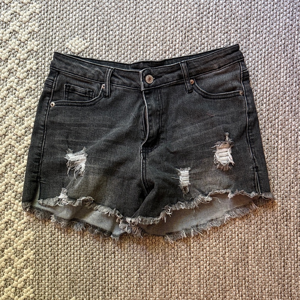 Stylish Black Distressed Women Shorts - Picture 1 of 3